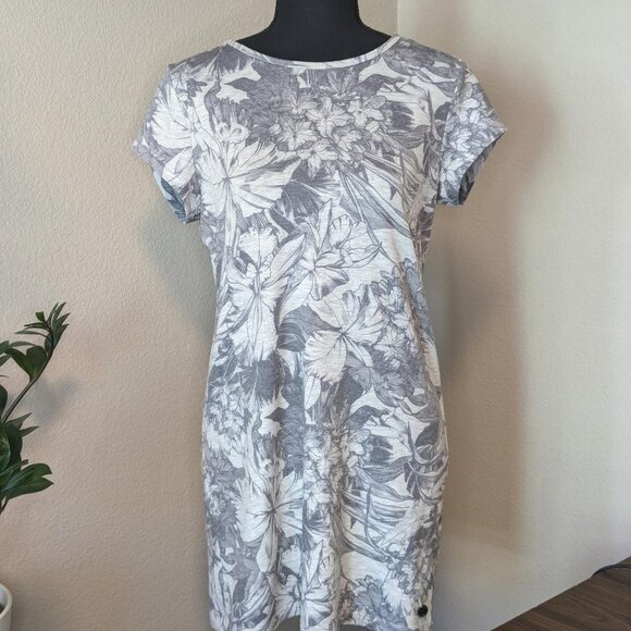 Ideology Women's Floral Gray Keyhole Tunic‎ Dress - Picture 1 of 7